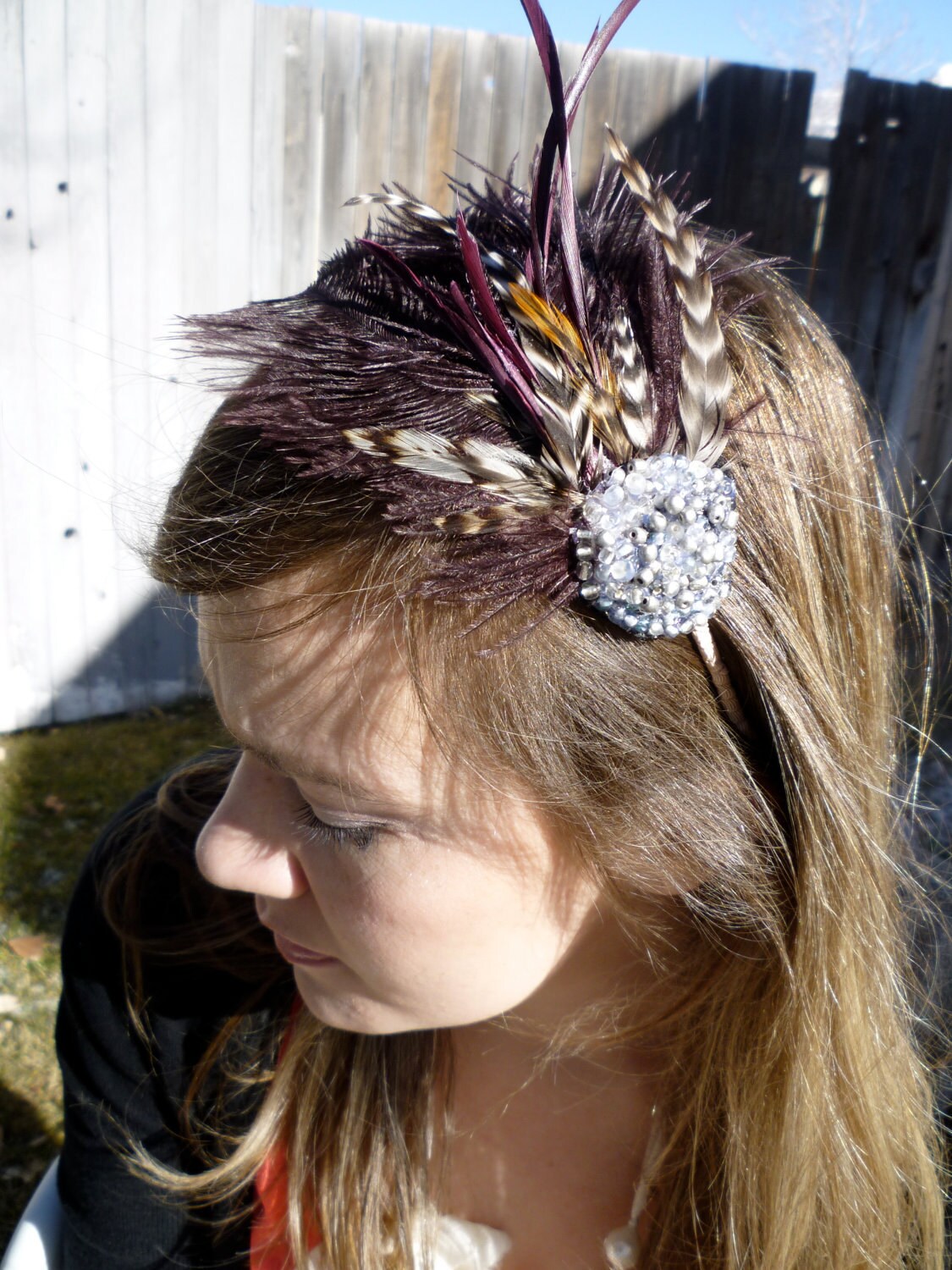 Feather and Beaded Stylish Headband