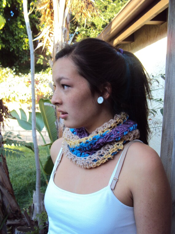 Items similar to Crocheted Cowl Scarf Endless Scarf Infinity Scarf