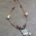 Owl Hemp Necklace with golden glass mushrooms