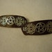 Leather Hair Barrette Goth Pagan Woman OOAK Stocking Stuffer Gift Hair Accessory Pentacle SIlver
