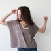 Crop Milky Brown Blouse, Boxy Silky Shirt
