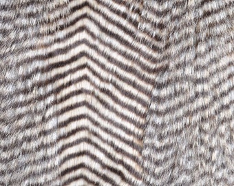Fancy Feather Faux / Fake Fur Fabric Brown/Blue Fabric by the yard- 1 Yard