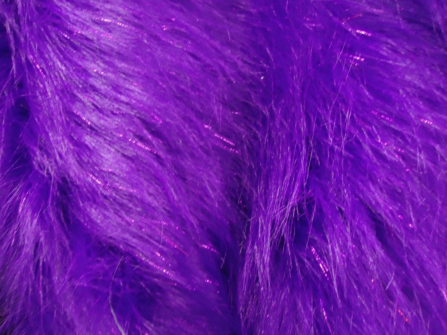 Faux / Fake Fur Sparkling Tinsel PURPLE Fabric By the Yard 1