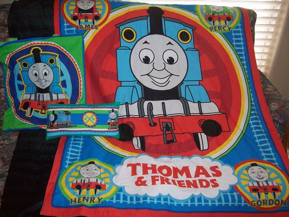 Thomas the Train cotton print blanket set by cherylfields on Etsy