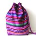 Tribal Fabric Backpack, Latin American, Peru, Bright Purple Stripes