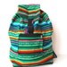 Tribal Fabric Backpack, Latin American, Peru, Bright Green Stripes