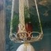 White Macrame Hanging Planter with Wire Tray - 5 1/2" Feet Tall