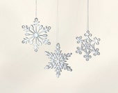 Small White Acrylic Snowflake Ornaments with Gift Box, set of 6