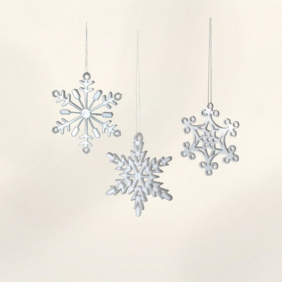 Small White Acrylic Snowflake Ornaments with Gift Box set of