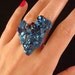 Ocean Blue Titanium Quartz Cluster Ring / Titanium Aura Quartz Cluster Collectible Silver Hammered Ring / USA drusy quartz ring