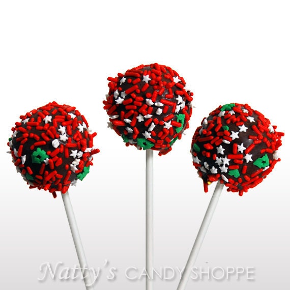 Items similar to Christmas Cake Pops - 12 Christmas Chocolate Pops &1 ...