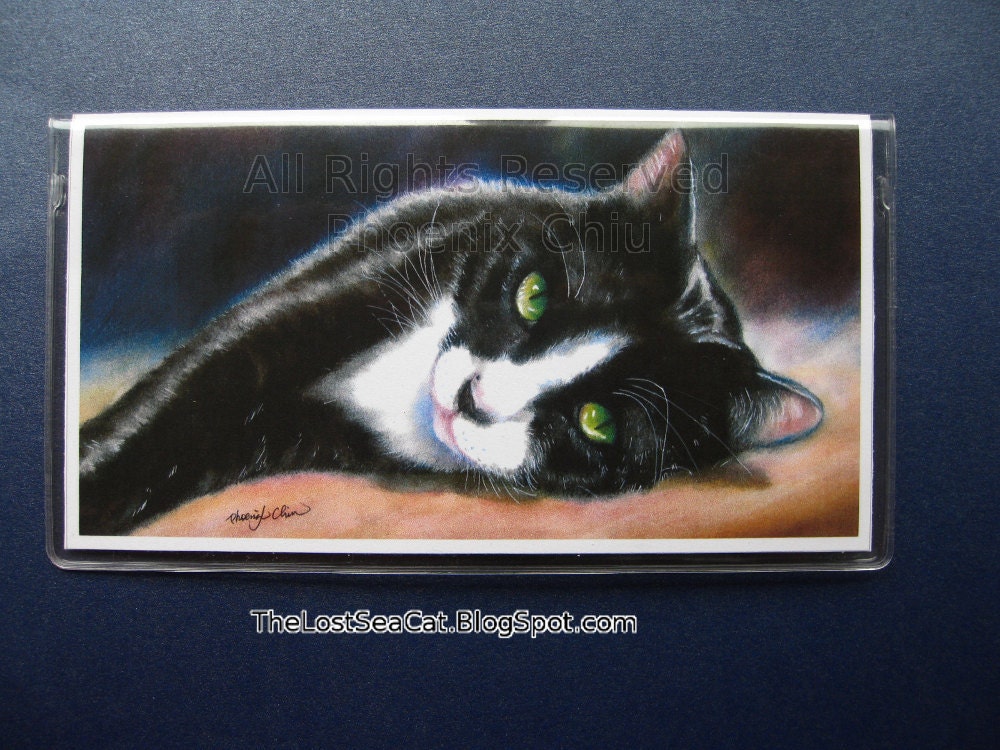 Cat Checkbook Cover Tuxedo Cat Under The Sun