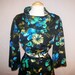 Vintage XS S Extra Small Bell Sleeve Crop Top Shirt Skirt 70s Black Floral Print Matching Groovy Sexy Indie Hipster Twinset