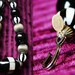 Vintage Black and White Necklace Vintage Mod Necklace 1970s Signed Carolyn Tanner Mother of Pearl