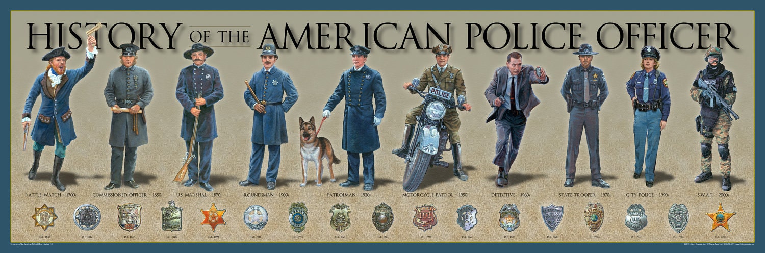 History Of The American Police Officer Print Poster Law