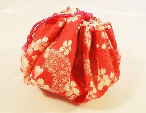 The Handmade Japanese Fabric Sakura Draw String Bag