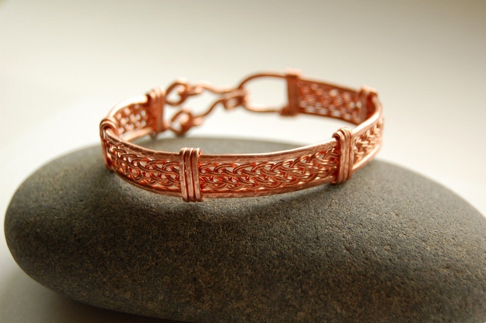 Wire Wrapped Woven Bracelet Copper Bangle Bracelet