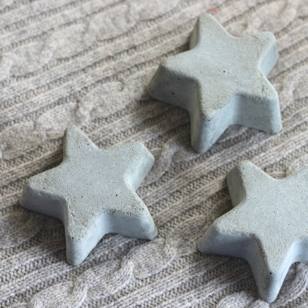 concrete star home decor // set of three stars // by 645workshop