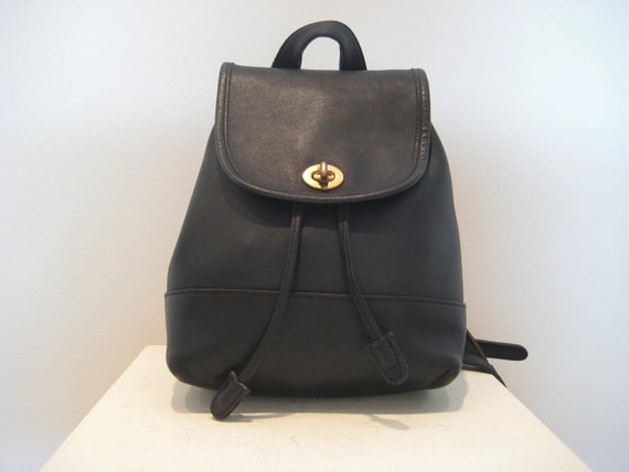 Coach Black Leather Backpack Purse