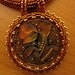 SALE Vintage Inspired Gold Glass Bead Bezeled Button Necklace