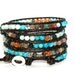 Citrine leather wrap bracelet - Turquoise & Tangerine - Boho chic - semi precious - rustic chic - SALE