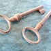 2 Vintage SKELETON KEYS, rusty metal keys.