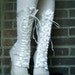 Ivory or black satin and lace gaiters with front lacing to fit gothic, victorian, steampunk or lolita looks