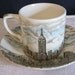 Empire State Building Brown Transferware cup and saucer by Johnson Brothers Staffordshire England