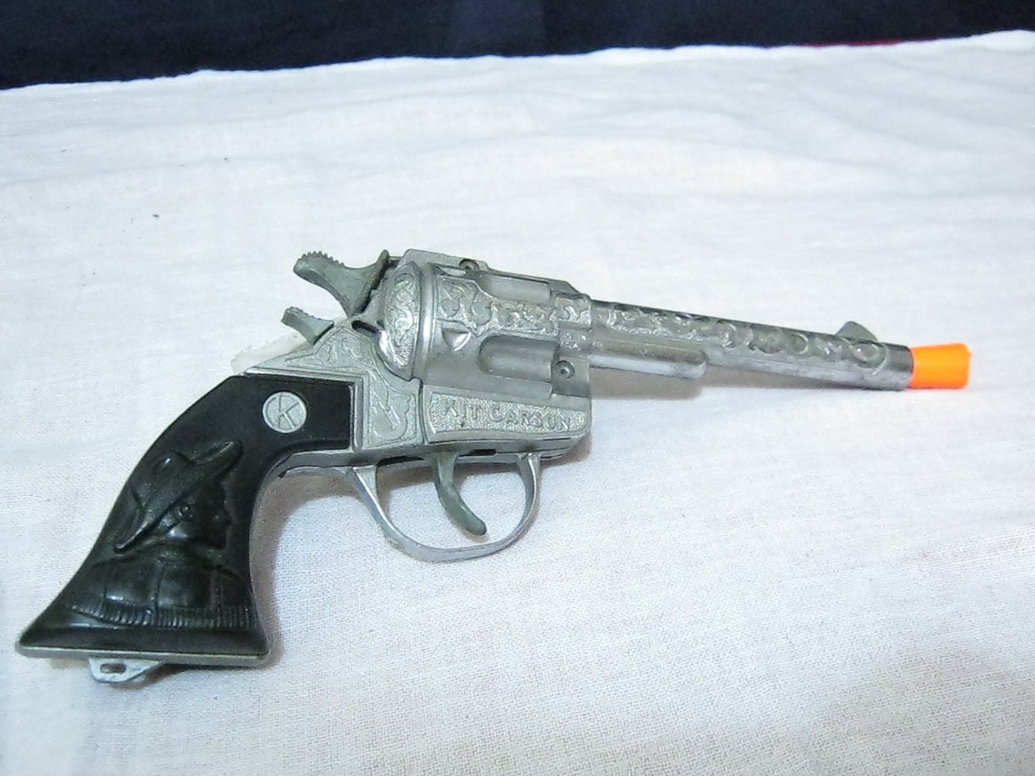 Vintage Kilgore Kit Carson Cap Gun with Rare Black Grips