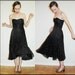 vintage 50s style LACE Black Beaded 80s Corset Dress, Strapless