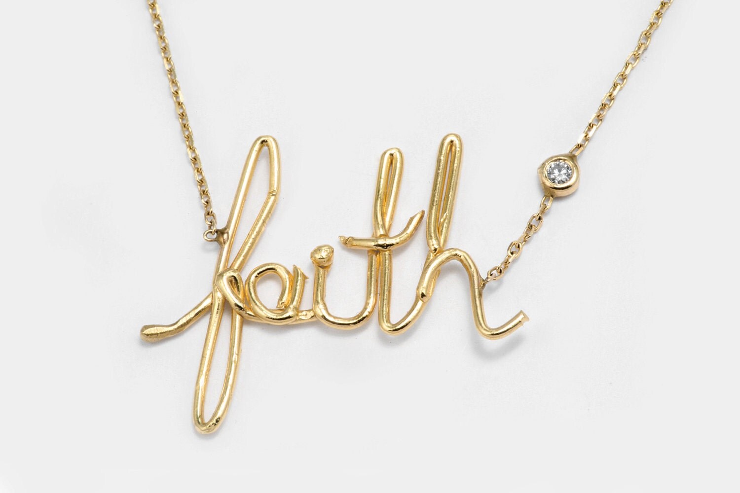 Handmade Necklace Faith Gold Pendant Necklace in