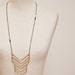 Brass Chevron Geometric Necklace with Hematite Beads, Brass Chain