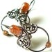Sunstone earrings - Oxidized sterling silver earrings - Wire wrapped earrings - Wire wrapped sunstone