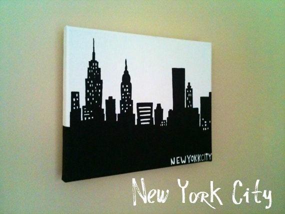 items similar to 8x10 silhouette skyline painting on items similar to 8x10 silhouette skyline painting on