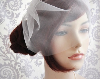 Wedding Veil - Bridal Veil, Birdcage Veil ivory, Tulle Birdcage Veil, Blusher Veil, ivory, white, off-white, champagne, blush, 11" - 104BC