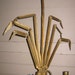 Vintage Double CANDLE HOLDER SCONCE Painted Metal Feather Motif