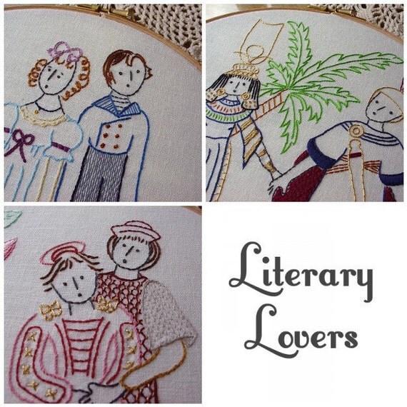 Set of 3 Embroidery Patterns PDF Literary Lovers Jane
