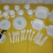 Service (4)1960s Plastic Corning Ware Look Play Dish Set Tea Kettle Casseroles