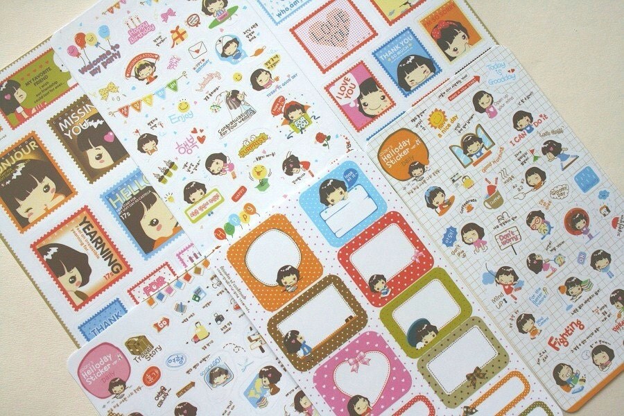 etsy holiday korean sticker set korean stationery 10