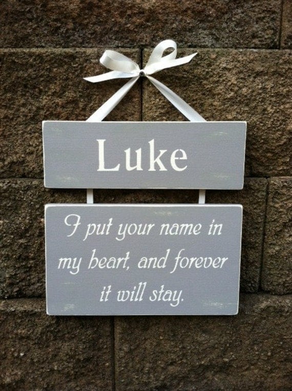Items similar to Personalized Cream and Gray Wooden Angel Name Wall