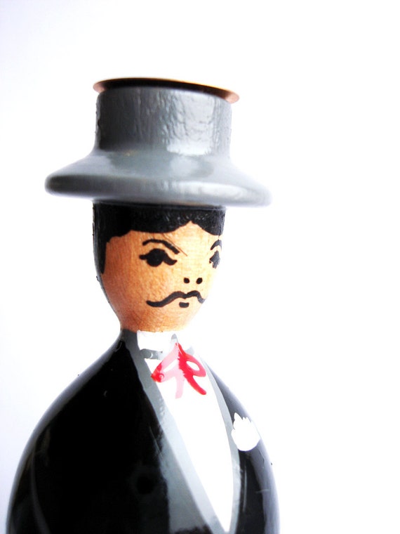 Man In Black Vintage Candle Holder by Retransmission on Etsy