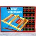Vintage hand weaving loom frame Mid Century Modern West German 60s typography wood game toy