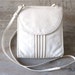 Vintage white party bag leather satchel fashion accessories long shoulder strap 70s cross shoulder