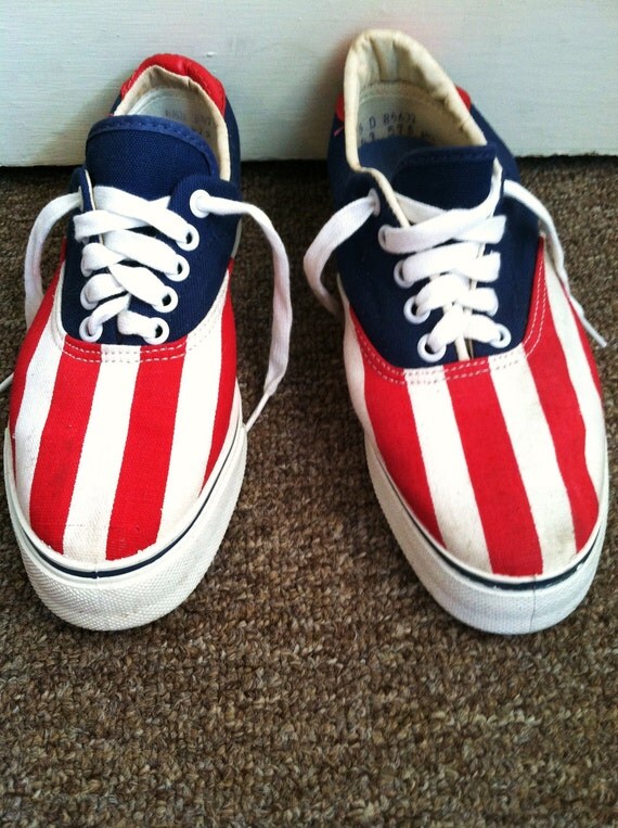 70's AMERICANA Stars and Stripes COLOR BLOCK Lace up