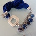 raw silk dark blue lapis lazuli bracelet - free shipping