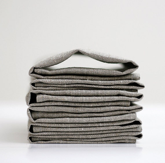 Cloth napkins - Natural Linen napkins - Set of 8 cloth napkins - dinner nakins, table napkins 13x18 inch size 0258