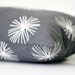 Decorative pillow cover 12x24 natural cotton fabric. grey color with white dandelion pucks