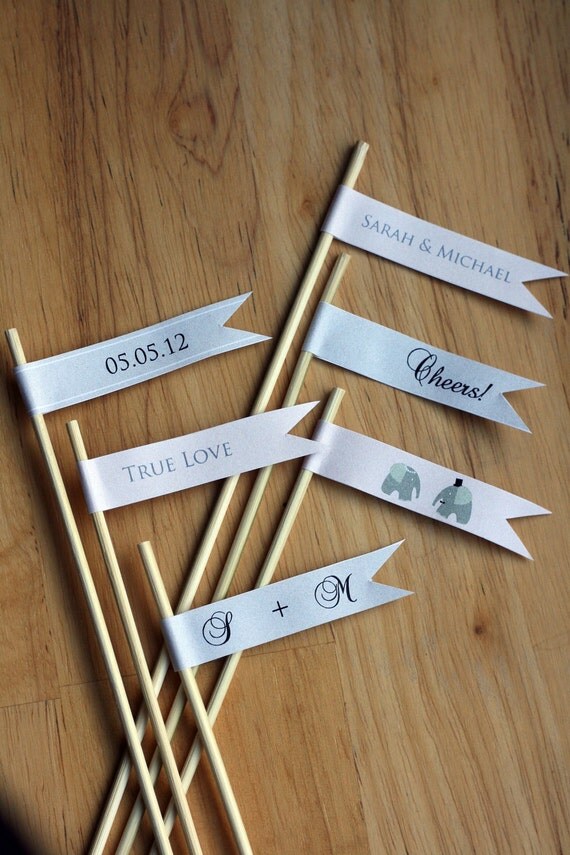 Items similar to PERSONALIZED Printable Drink Flags/Stir Sticks (12) Wedding/Engagement