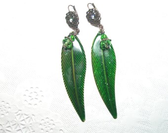 50% off SPECIAL - Leaf Earrings -Green leaf earrings