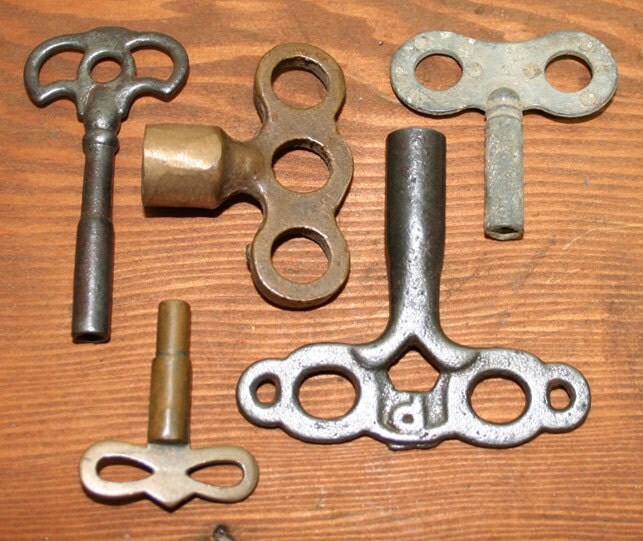 Vintage Clock Key Collection Set of 5 Instant Collection
